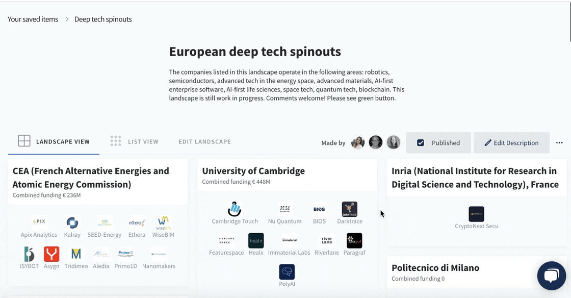 European deep tech spinout startups