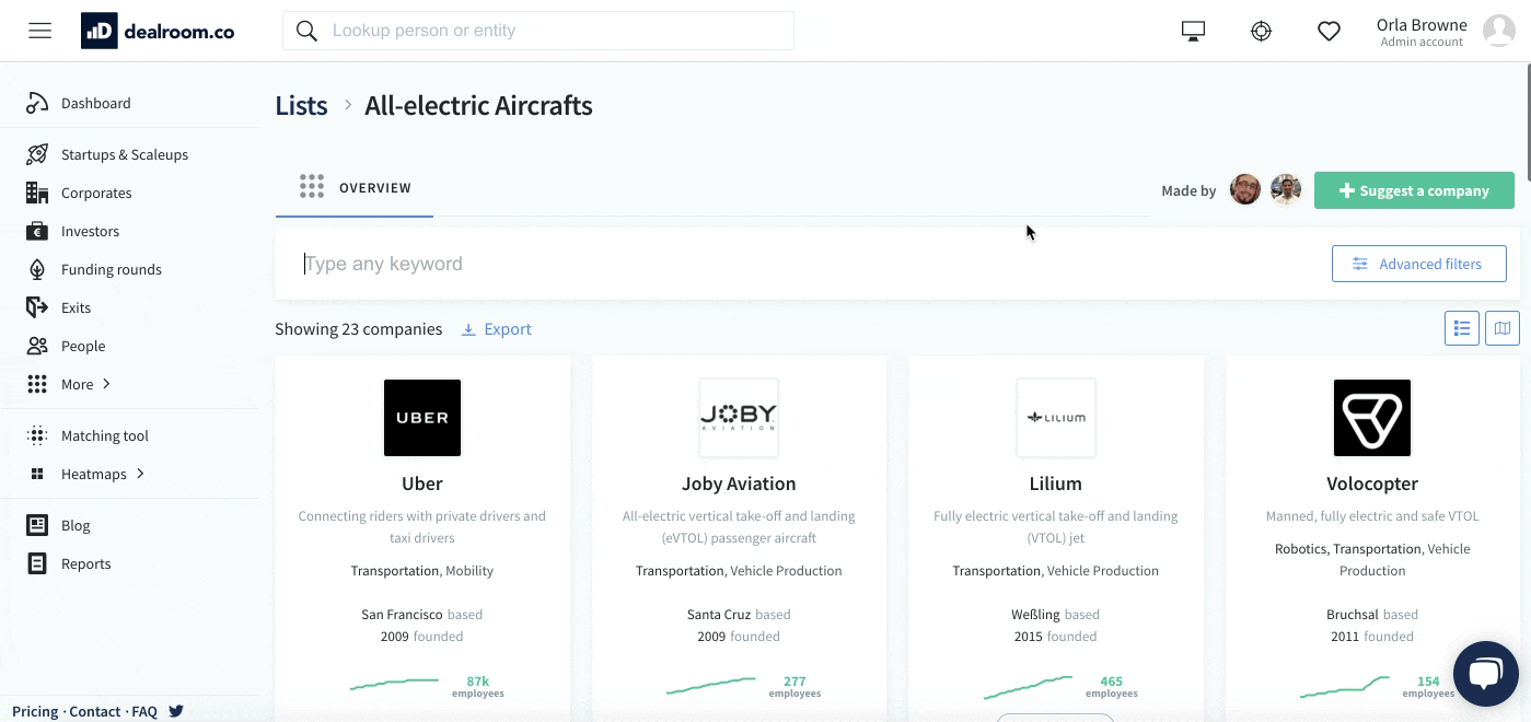 Gif of electric aircraft landscape on Dealroom